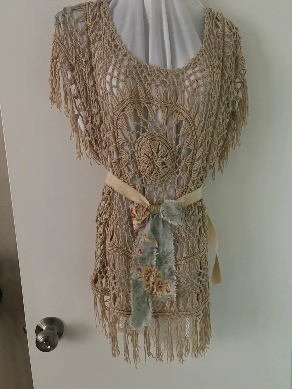Upcycled Island  Floral Bow Scarf with Cream Tie Avant-garde Jabot
